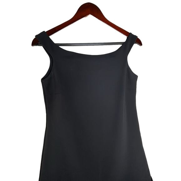 Chiara Boni Mini Dress Size 8 Black Cocktail Retro A-Line Rigmore Illusion Italy - Picture 3 of 10